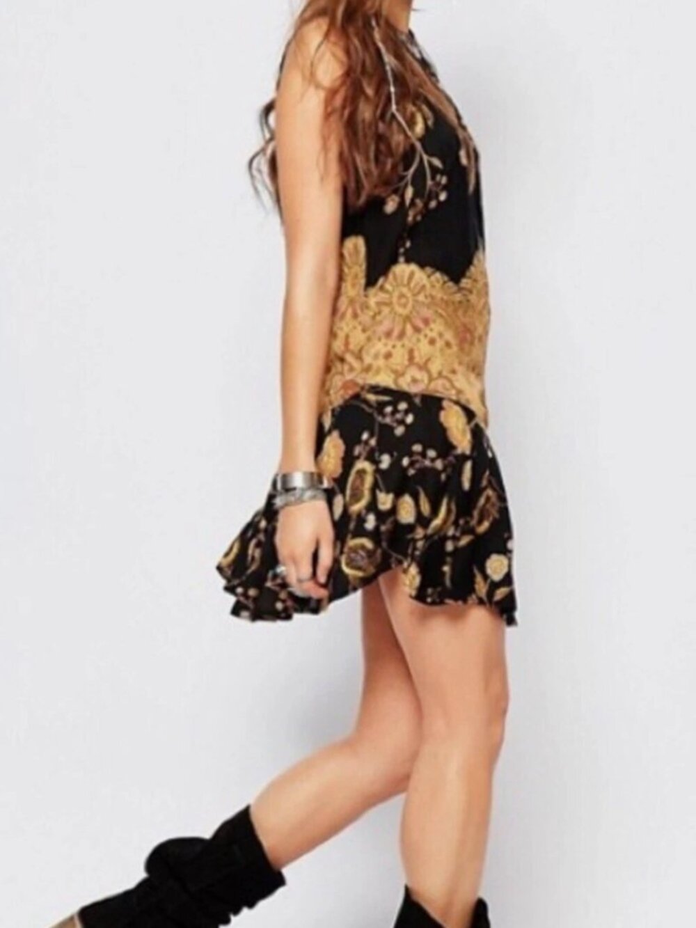 Free People Dobby Dot Slip Dress - Black Comb